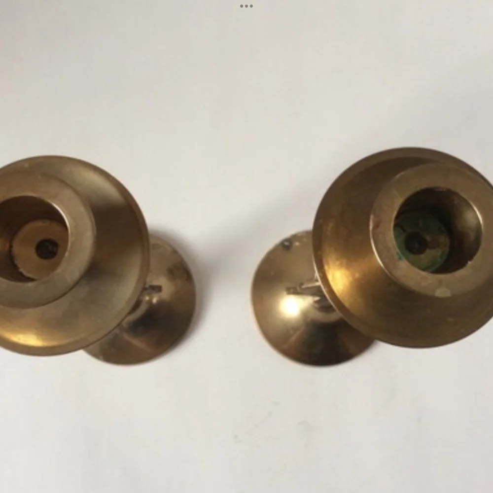 Vintage Brass Candlesticks JOY Candle Holder Set Christmas Holiday Gold Pair